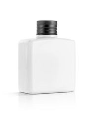 white plastic bottle for cosmetic or toiletry product design mock-up