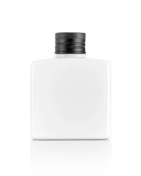 white plastic bottle for cosmetic or toiletry product design mock-up