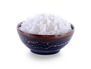 rice in bowl isolated on white background