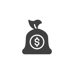 Money bag vector icon. filled flat sign for mobile concept and web design. Dollar money bag glyph icon. Symbol, logo illustration. Vector graphics