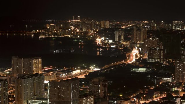 Aerial view of Nightscape at Lebuhraya Tun Dr Lim Chong Eu near Jelutong with busy traffic.