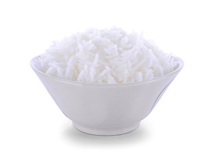 rice in bowl isolated on white background