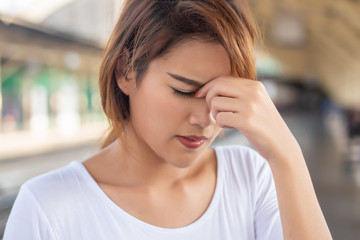 depressed woman suffering from stress, depression, burnout symptoms