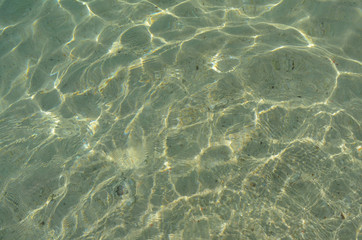 Fototapeta na wymiar Clear emerald sea water, ripple pattern and wave pattern. Sea water background and texture.