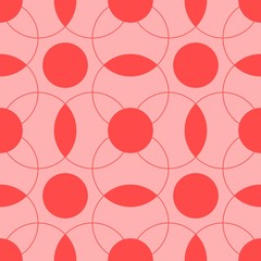 Pink monochromatic art deco vector seamless pattern. Geometric elements pattern.  