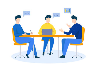 Business people character negotiation, meeting, brainstorming, cooperation