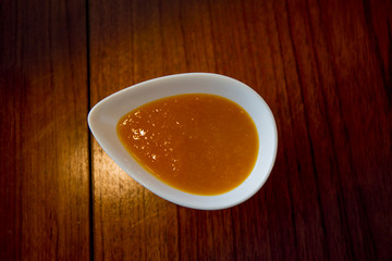 Korean food yellow pumpkin soup