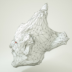 three-dimensional. low poly stylized demon head. 3d rendering illustration