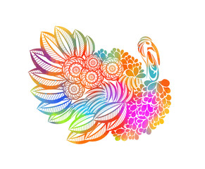 Obraz premium Colorful turkey. Happy Thanksgiving. Vector illustration