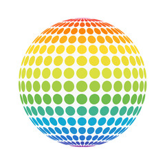 Abstract full color rainbow spectrum dotted sphere
