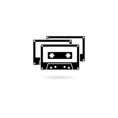 Cassette icon flat isolated on white background 