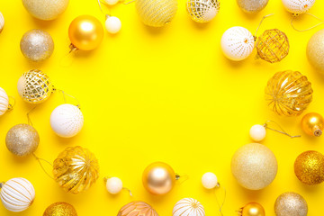 Beautiful Christmas composition on color background