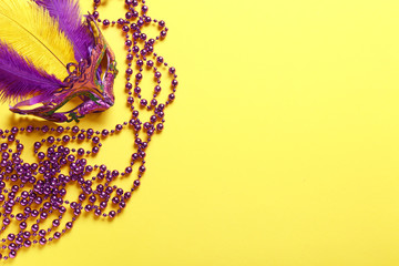 Carnival mask with decor on color background © Pixel-Shot