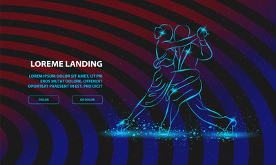 Couple dancing tango. Vector Dance Background for Landing Page Template. © leographics