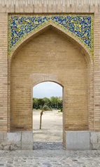 Papier Peint photo autocollant Pont Khadjou Wall of Khaju bridge  on dried Zayandeh river, Isfahan, Iran
