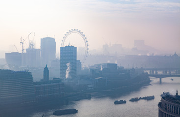 Naklejka premium rooftop view over London on a foggy day from St Paul's cathedral, UK
