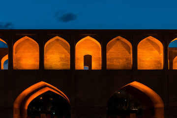 Siosepol bridge at night, Isfahan, Iran