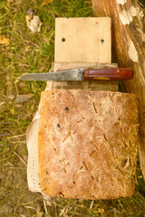 homemade bread cooked in a stone wood stove