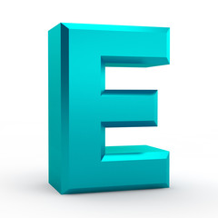 E blue alphabet word on white background illustration 3D rendering