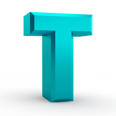 T blue alphabet word on white background illustration 3D rendering