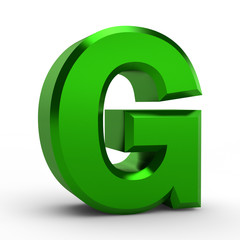 G green alphabet word on white background illustration 3D rendering
