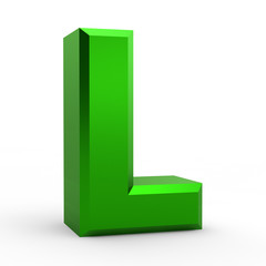 L green alphabet word on white background illustration 3D rendering