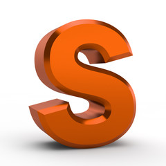 S orange alphabet word on white background illustration 3D rendering