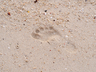 Texture of sand and footprints in the sand