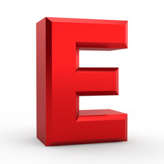 E red alphabet word on white background illustration 3D rendering
