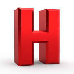 H red alphabet word on white background illustration 3D rendering