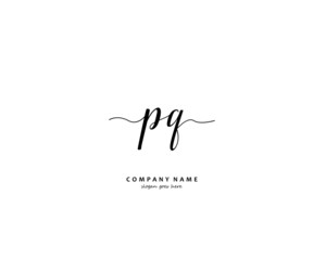 PQ Initial handwriting logo vector