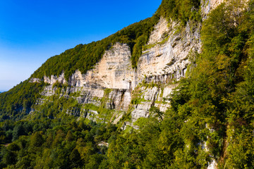 View of rocks near Kinchkha Waterfall