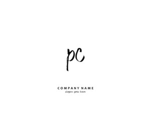 PC Initial handwriting logo vector
