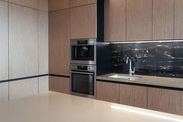 Modern and new kitchen with built in appliance