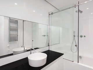 Modern interior of new bathroom in house