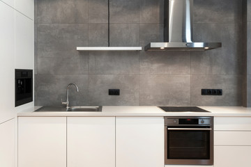 Modern and new kitchen with built in appliance