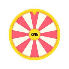 Empty wheel of fortune lottery luck. Spin button in center. Win fortune roulette. Gamble chance leisure. Vector illustration.