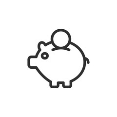 Obraz premium Piggybank savings line outline icon on white background.