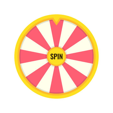 Empty wheel of fortune lottery luck. Spin button in center. Win fortune roulette. Gamble chance leisure. Vector illustration.