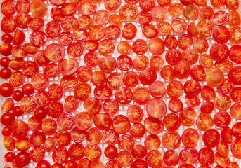 fresh cherry tomatoes on a white background