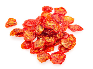 dry cherry tomatoes on a white background