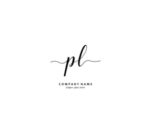 PL Initial handwriting logo vector