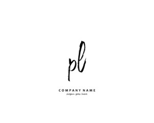 PL Initial handwriting logo vector