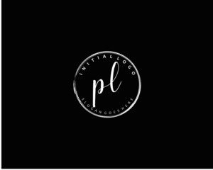 PL Initial handwriting logo vector
