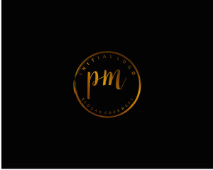 PM Initial handwriting logo vector