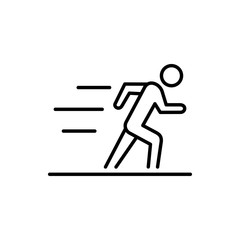 Running man silhouette business people icon simple line flat illustration