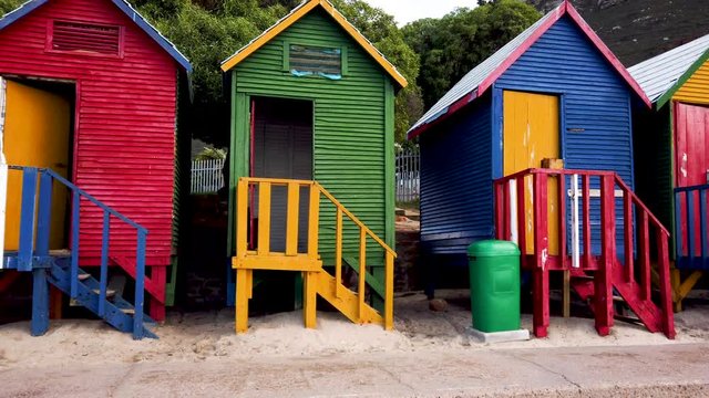 Colorful beach changing huts near Cape Town, South Africa