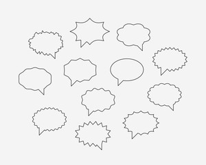 Set talk bubbles speech vector. Blank empty bubble icon design elements. Chat on line symbol template. Collection dialogue balloon stickers silhouette.