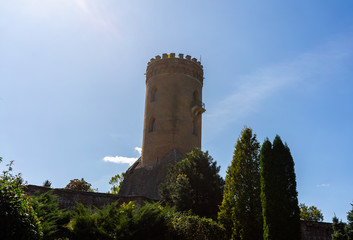 The Chindia Tower (Turnul Chindiei) and ruins of medieval old fortress in Targoviste, Romania.