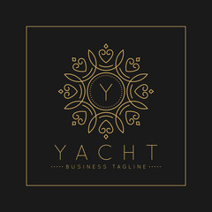 Letter Y Logo with classic and Luxurious line art ornament style vector